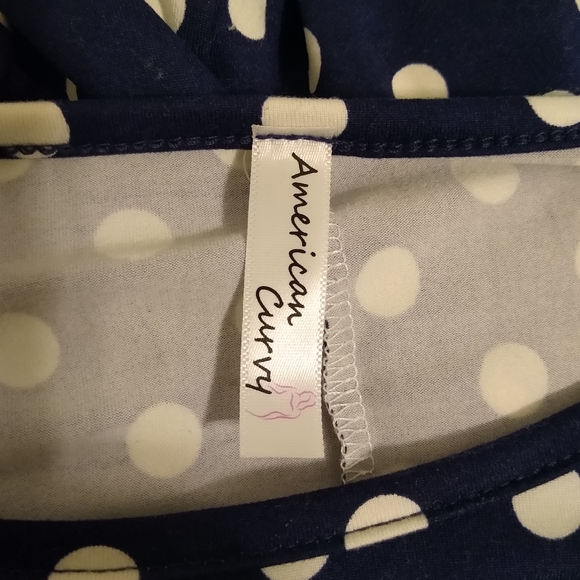 American Curvy Navy & White Polka Dot Swing Tunic - Picture 3 of 4